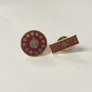 Lot 2 Special Olympics Red & Gold Tone Round & Rectangle Lapel Hat Pin